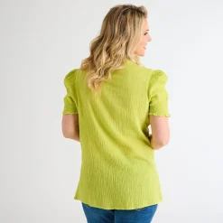 Sale Ladies Tie Neck Crinkle Top Women Tops