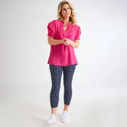 Fashion Ladies Tie Neck Crinkle Top Women Tops