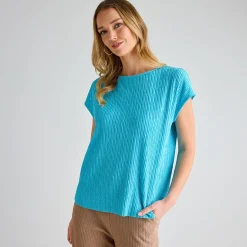 Online Ladies Turquoise Plisse Top Women Plissé | Plissé