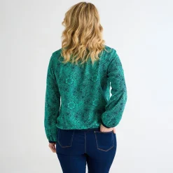 Best Ladies V Neck Printed Contrast Top Women Longsleeves | Tops