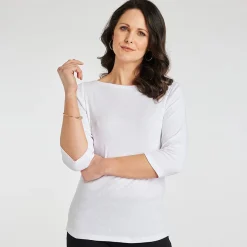 Sale Ladies 3/4 Sleeve Slash Neck Top Women Basics | Longsleeves