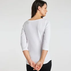 Sale Ladies 3/4 Sleeve Slash Neck Top Women Basics | Longsleeves