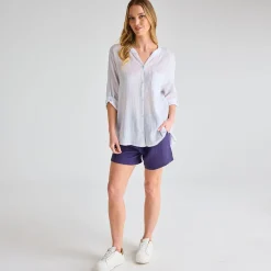 Hot Ladies Crinkle Button Through Shirt Women Shirts & Blouses