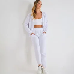 Fashion Ladies White Zip Jacket Women Leisurewear
