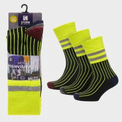Discount Men`s 3 Pack Neon Work Socks Socks