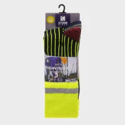 Discount Men`s 3 Pack Neon Work Socks Socks