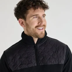 Outlet Mens 1/4 Zip Quilted Fleece Knitwear