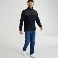 Outlet Mens 1/4 Zip Quilted Fleece Knitwear