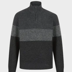 Clearance Mens 1/4 Zip Stripe Knitted Textured Jumper Knitwear | Sweatshirts & Hoodies