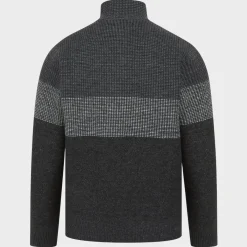Clearance Mens 1/4 Zip Stripe Knitted Textured Jumper Knitwear | Sweatshirts & Hoodies