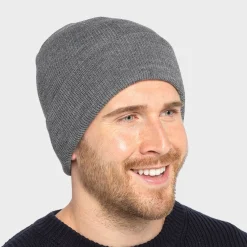 Sale Mens Charcoal Knitted Hat Hats & Gloves