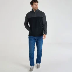 Fashion Mens Contrast 1/4 Zip Fleece Knitwear