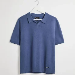 Clearance Mens Denim Blue Trophy Neck Polo Top T-Shirts & Polos