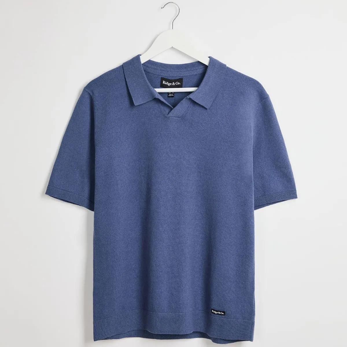 Clearance Mens Denim Blue Trophy Neck Polo Top T-Shirts & Polos