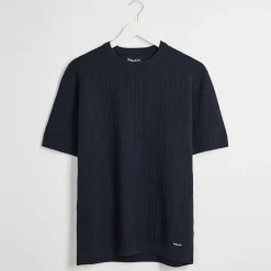New Men's Textured Front Knitted T-Shirt T-Shirts & Polos