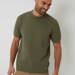 Outlet Men's Sage Textured Front Knitted T-Shirt T-Shirts & Polos