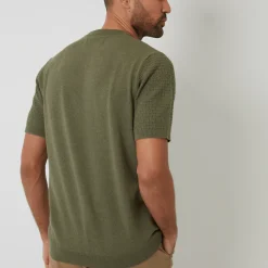 Outlet Men's Sage Textured Front Knitted T-Shirt T-Shirts & Polos