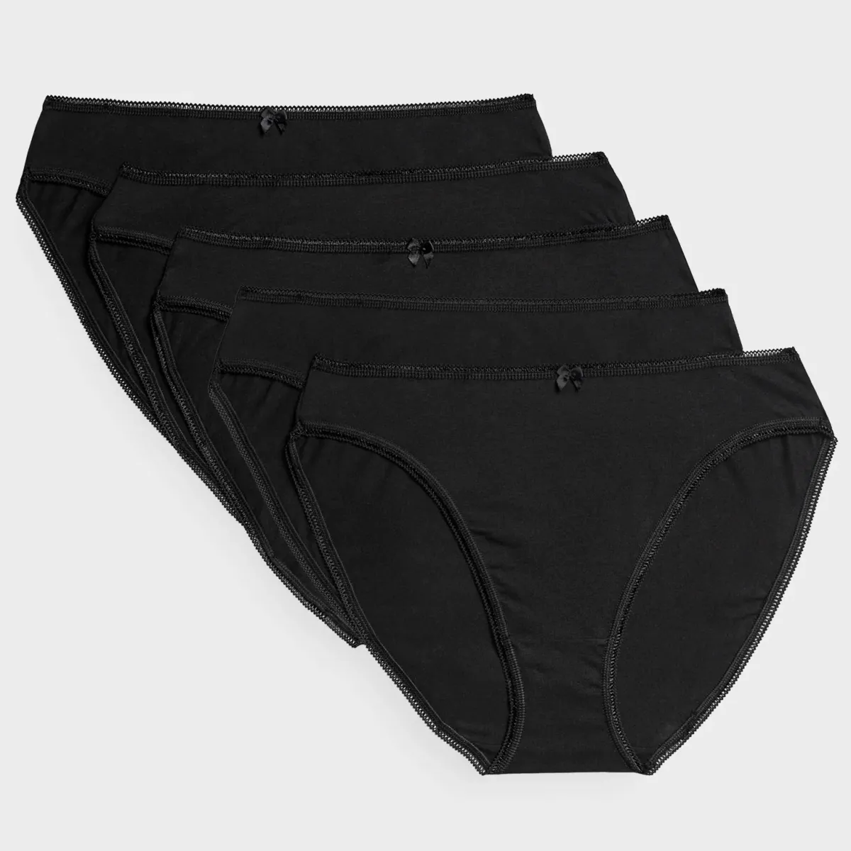 Outlet 5pk Black High Leg Briefs Women Underwear