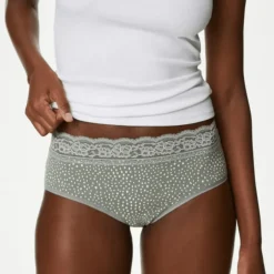 Fashion 5pk High Rise Green Mix Lace Shorts Women Underwear