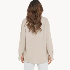Online Relaxed Fit Stone Linen Blend Shirt Women Linen | Tops