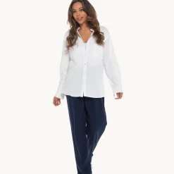 Sale Relaxed Fit Linen Blend Shirt Women Linen