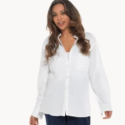 Sale Relaxed Fit Linen Blend Shirt Women Linen