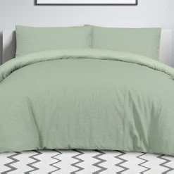 Sale Sleepdown Green Stripe Dobby Single Duvet Set Duvet Cover Sets