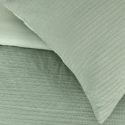 Sale Sleepdown Green Stripe Dobby Single Duvet Set Duvet Cover Sets