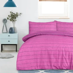 New Sleepdown Purple Textured Stripe Double Duvet Set Duvet Cover Sets