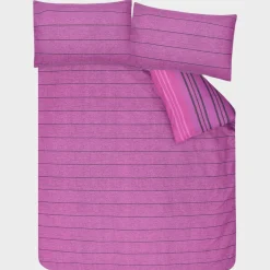 New Sleepdown Purple Textured Stripe Double Duvet Set Duvet Cover Sets