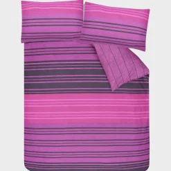 New Sleepdown Purple Textured Stripe Double Duvet Set Duvet Cover Sets
