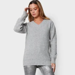 New Threadbare Ladies V Neck Knitted Jumper Women Hoodies & Sweatshirts