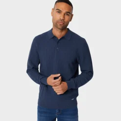 Clearance Threadbare Mens Denim Blue Polo Jumper Knitwear