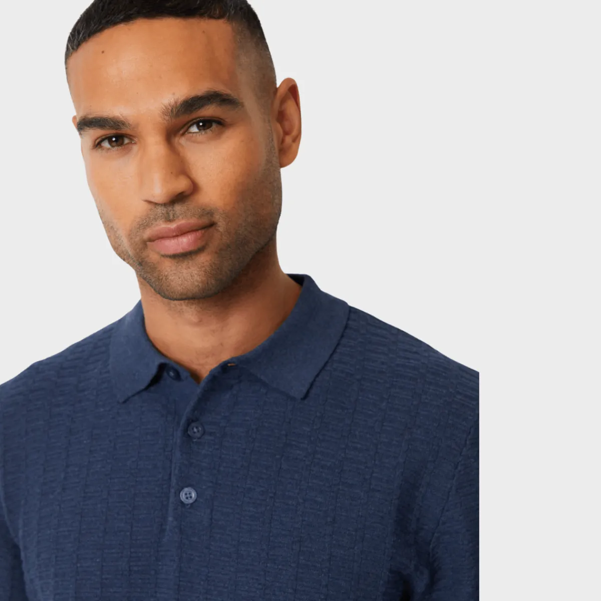 Clearance Threadbare Mens Denim Blue Polo Jumper Knitwear